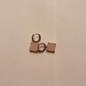 Sterling Silver Rose Quartz Square Earrings